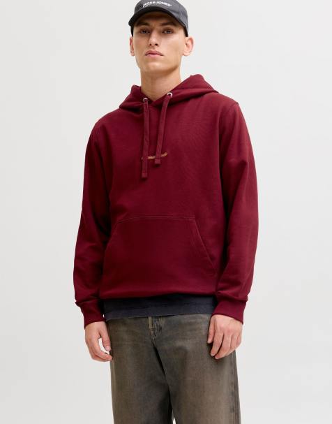 Jack & Jones - Vinrød hættetrøje - view 1