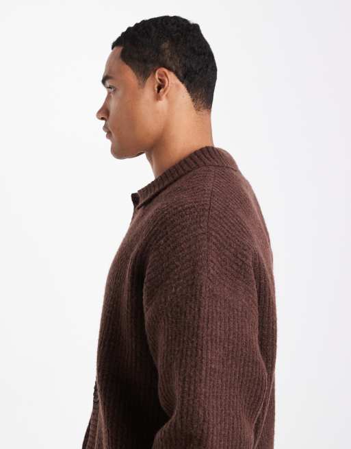 Jack & Jones – Vinröd, stickad kofta, 4 av 5