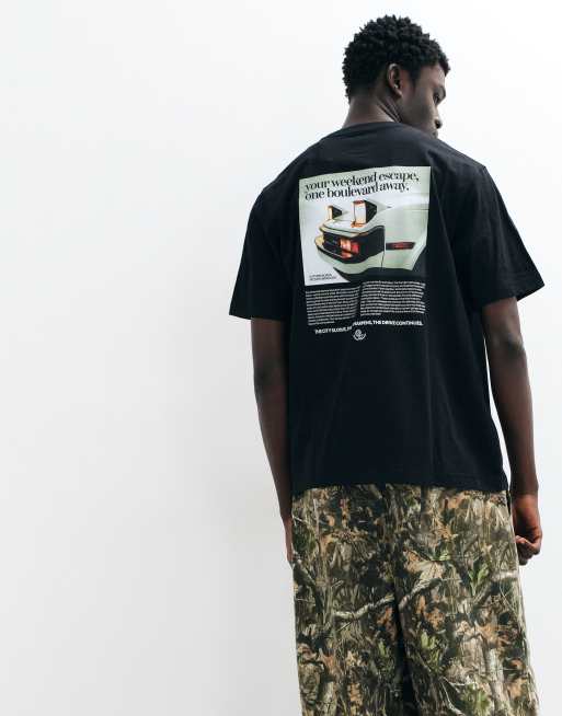 Jack & Jones vintage car backprint t-shirt in black, 1 of 5