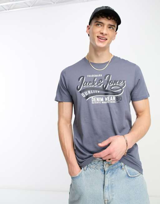 Jack & Jones Vintage - Denimblå t-shirt med logo