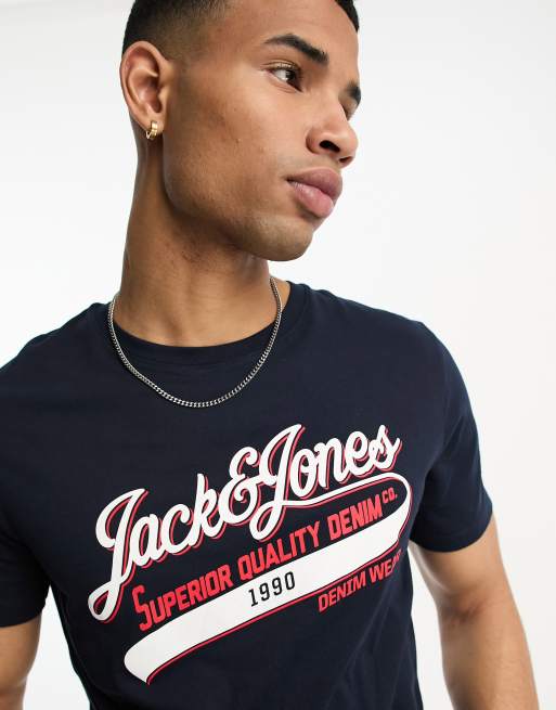 Jack Jones vintage logo t shirt in navy