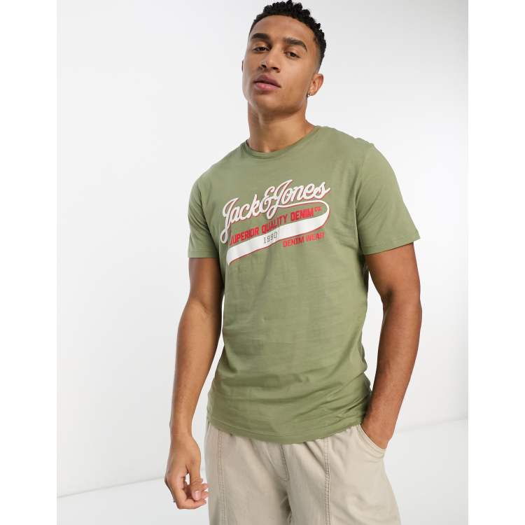 Jack Jones vintage logo t shirt in pale green ASOS