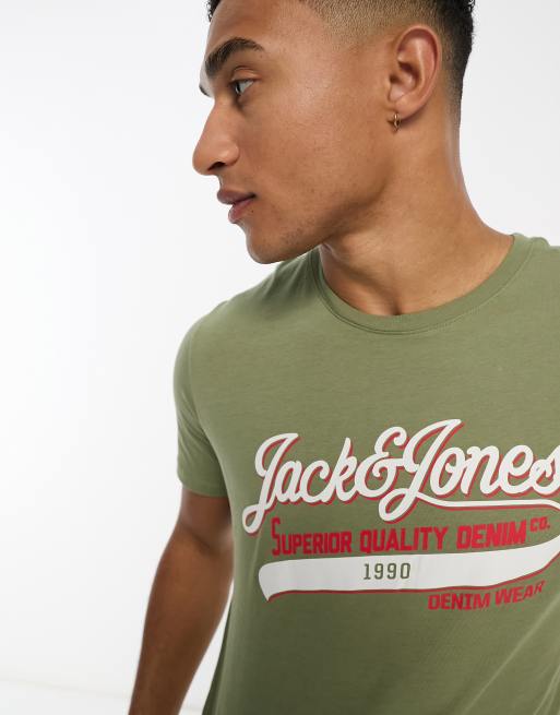 Jack & Jones vintage logo t-shirt in pale green, 3 of 4