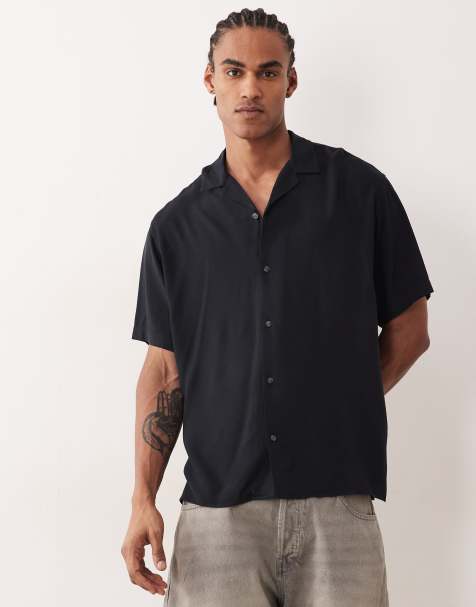 Jack & Jones viscose shirt in short sleeve in black - view 1