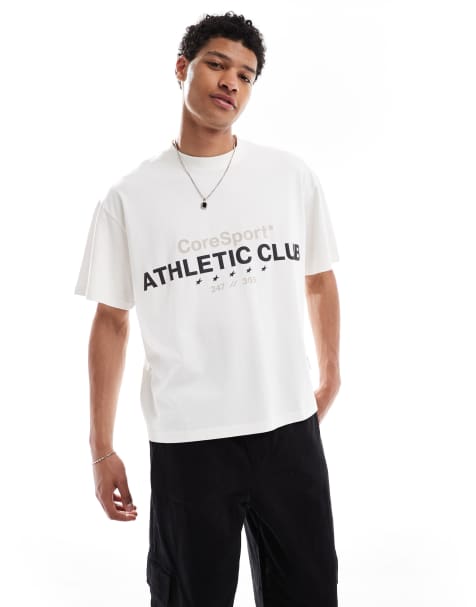 Jack & Jones – Vit, kort t-shirt med tryck framtill och boxig passform - view 1