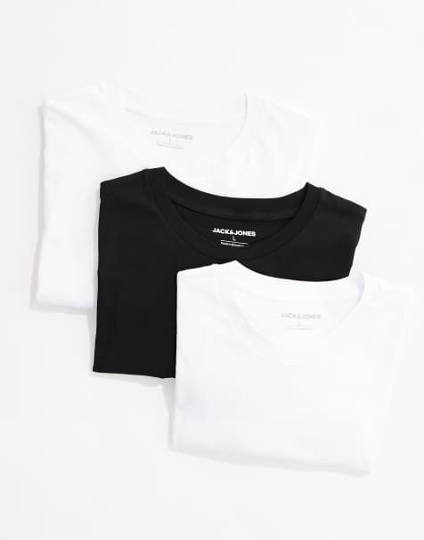Jack & Jones – Vit och svart t-shirt i oversize, 3-pack - view 1