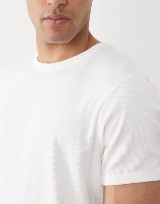 Jack & Jones – Vit, ribbad t-shirt i regular fit, 4 av 5