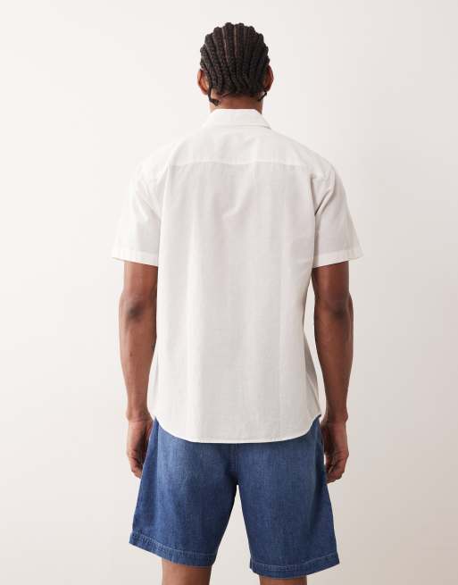 Jack & Jones – Vit skjorta i linnetyg med korta ärmar, 3 av 5