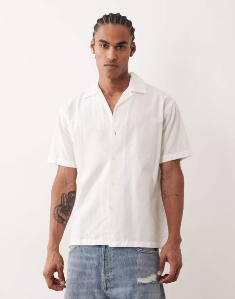 Jack & Jones – Vit skjorta i linnetyg med korta ärmar - view 1