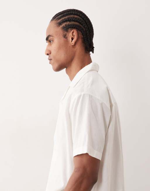 Jack & Jones – Vit skjorta i linnetyg med korta ärmar, 4 av 5