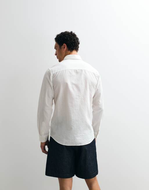 Jack & Jones – Vit skjorta i regular fit av linnemix, 4 av 5