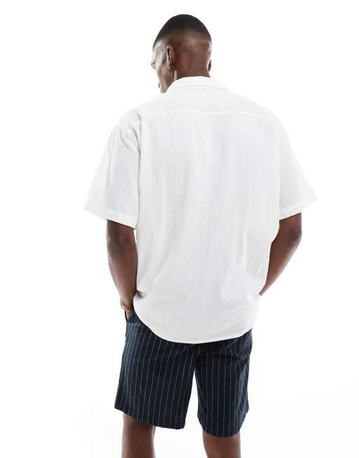 Jack & Jones – Vit skjorta med krinklad textur och platt krage, 4 av 4