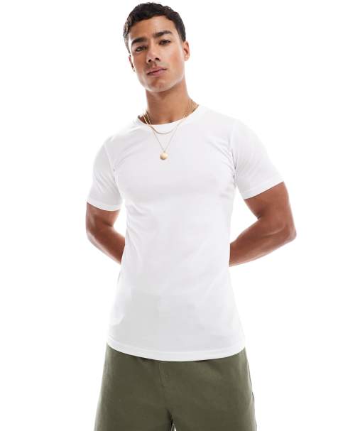 Jack & Jones – Vit t-shirt i muscle fit - view 1
