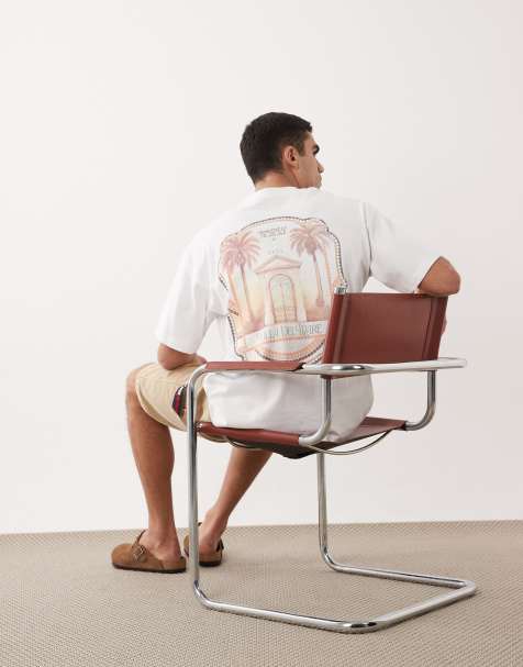 Jack & Jones – Vit t-shirt i oversize med kakeltryck baktill - view 1