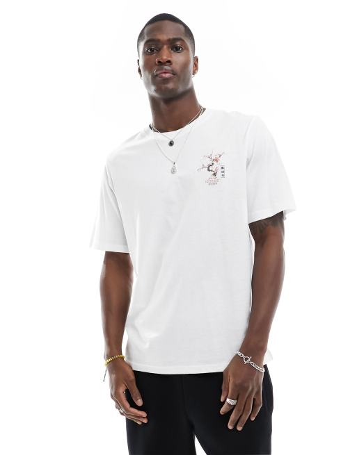 Jack & Jones – Vit t-shirt i oversize med körsbärstryck baktill, 2 av 4