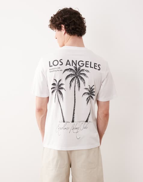 Jack & Jones – Vit t-shirt i oversize med Los Angeles-tryck baktill - view 1