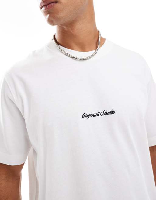 Jack & Jones – Vit t-shirt i oversize med Originals-broderi, 2 av 4
