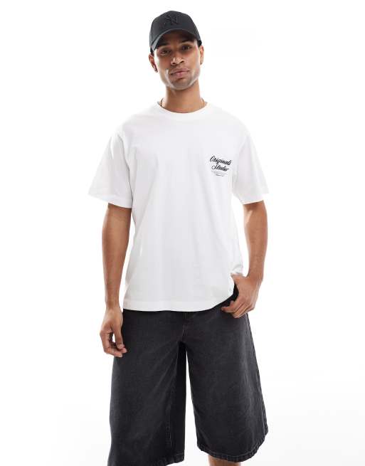Jack & Jones – Vit t-shirt i oversize med skrifttryck baktill, 4 av 4