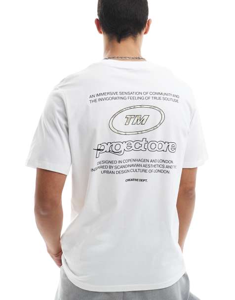 Jack & Jones – Vit t-shirt i oversize med tryck baktill - view 1
