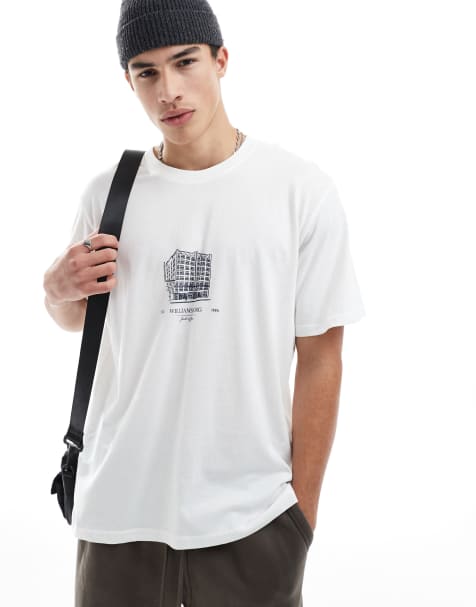 Jack & Jones – Vit t-shirt i oversize med tryck framtill - view 1