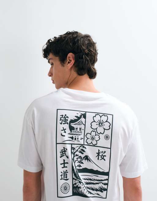 Jack & Jones – Vit t-shirt med japanskt bergstryck baktill, 3 av 5