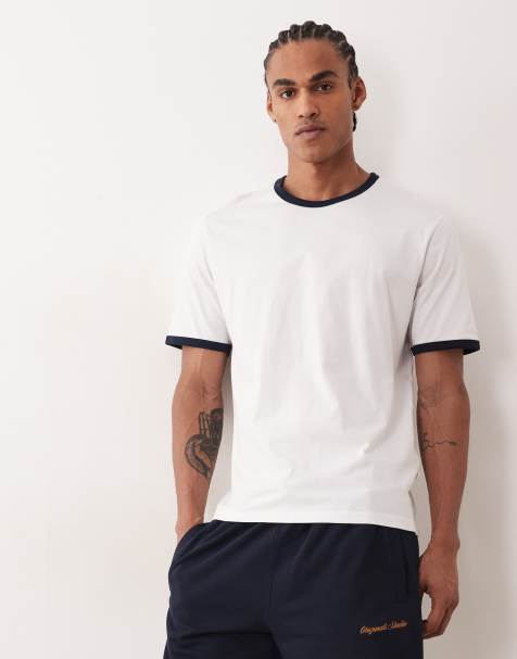 Jack & Jones – Vit t-shirt med kantrand - view 1