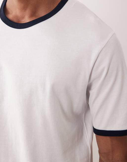 Jack & Jones – Vit t-shirt med kantrand, 5 av 5