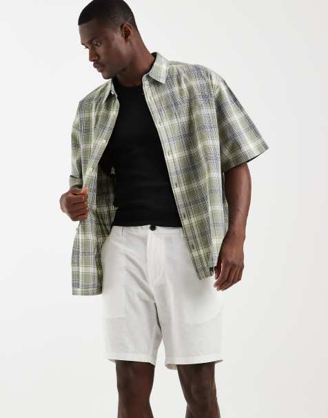 Jack & Jones – Vita chino-shorts i linnemix - view 1