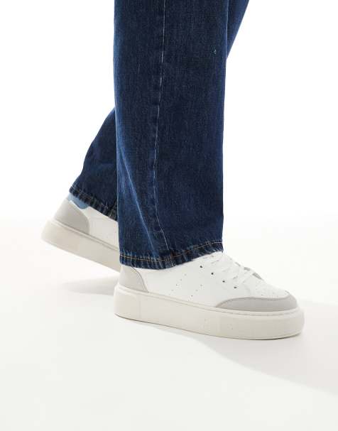 Jack & Jones – Vita och blå sneakers i mockablandning - view 1