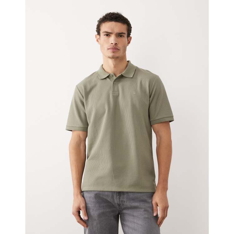 Jack & Jones waffle knit polo shirt in khaki green | ASOS
