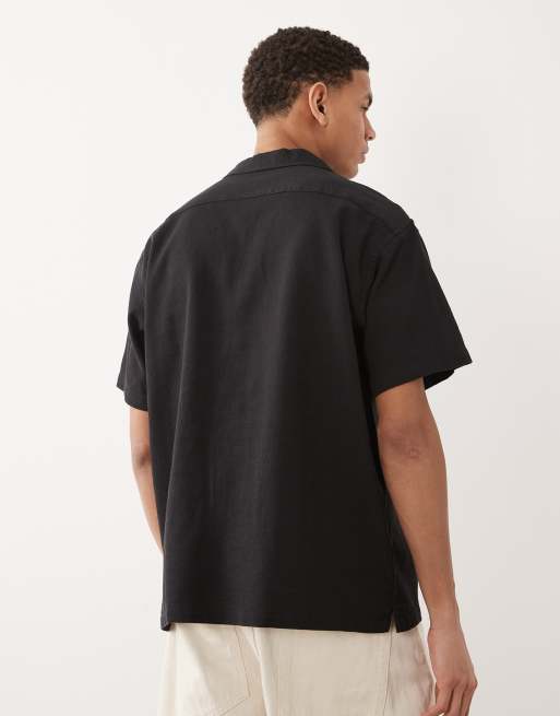 Jack & Jones waffle knit short sleeve shirt in black, 3 of 5