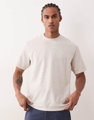 Jack & Jones Waffle Knit T-shirt In Neutral