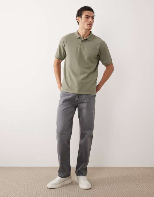 Jack & Jones waffle polo in khaki, 3 of 5