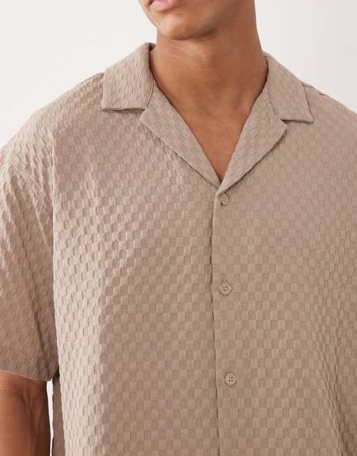 Jack & Jones waffle short sleeve shirt in beige, 5 of 5