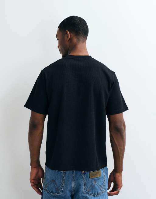 Jack & Jones waffle t-shirt in black, 5 of 5