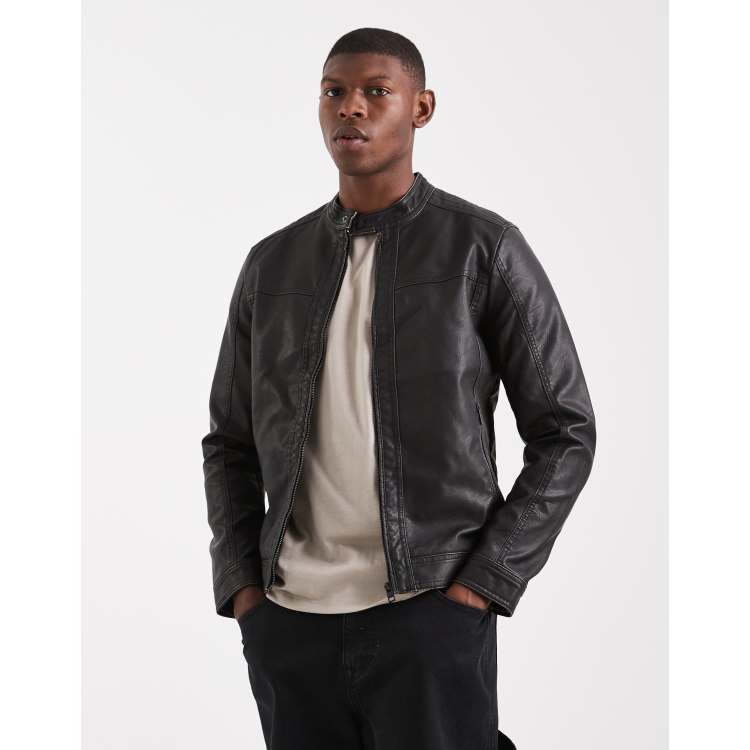 GENTLE FAKE LEATHER JACKET ブラック GENTLE FAKE LEATHER JACKET ブラック