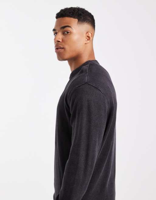 Jack & Jones washed jumper in black, 4 of 5
