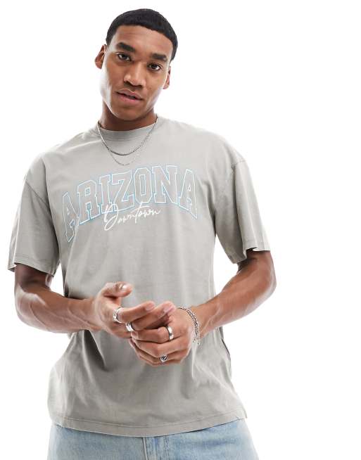  Jack & Jones washed oversized t-shirt with Arizona print in grey