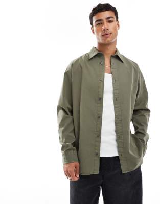 Jack & Jones washed shirt in khaki - view 1