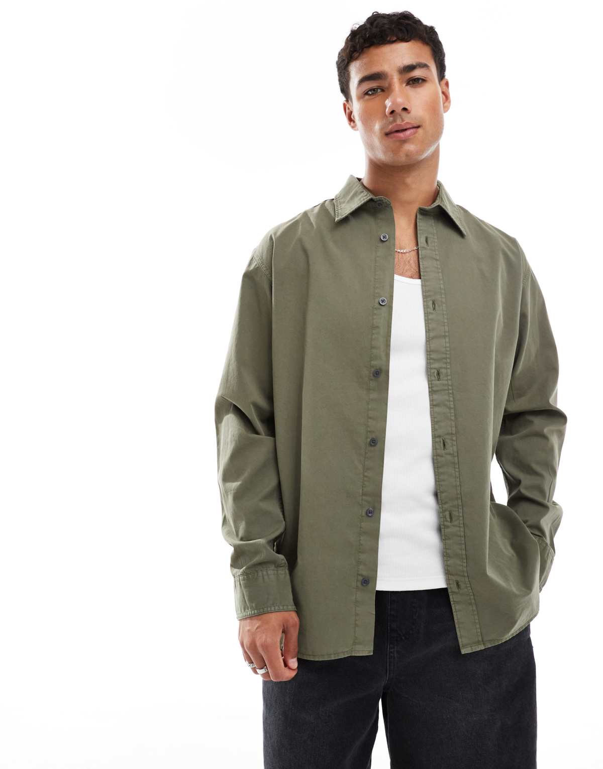 Jack & Jones washed shirt in khaki