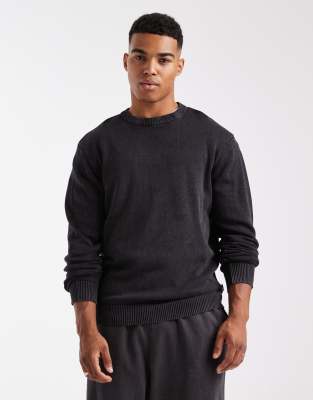 Jack & Jones Washed Sweater In Black