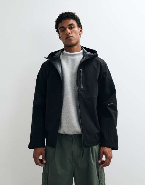 Jack & Jones waterproof technical shell jacket in black - view 1