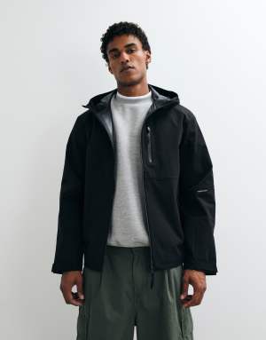 Jack & Jones waterproof technical shell jacket in black