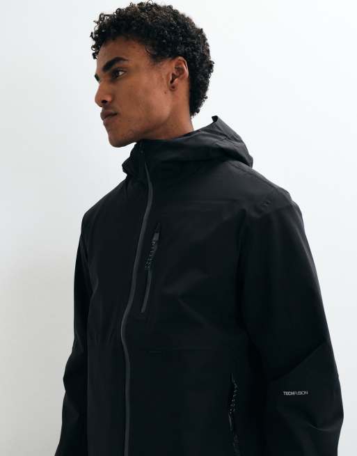 Jack & Jones waterproof technical shell jacket in black, 3 of 5