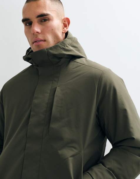 Jack & Jones waterproof utility jacket in dark khaki - view 1