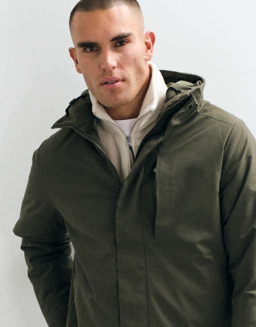 Jack & Jones waterproof utility jacket in dark khaki, 4 of 5