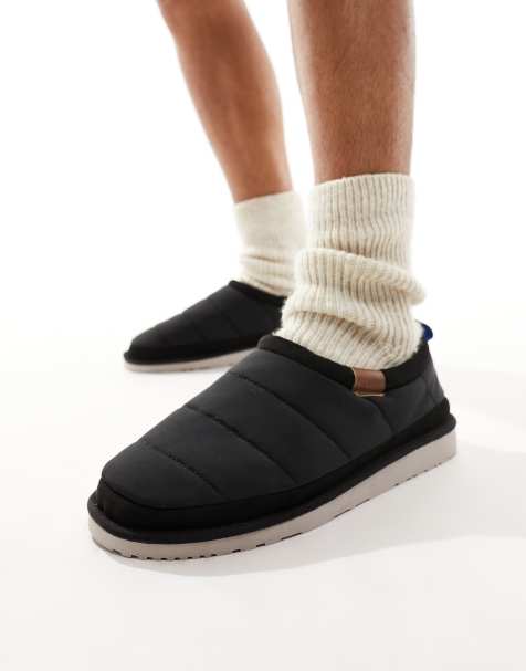 Jack & Jones – Wattierte Nylon-Hausschuhe in Schwarz - view 1