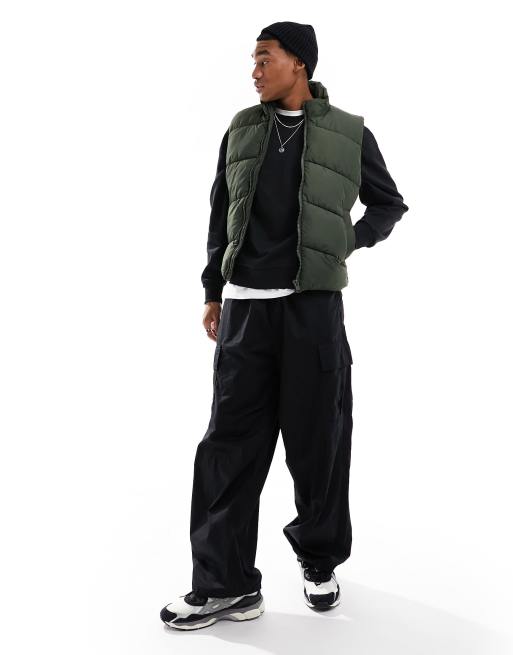 Jack & Jones – Wattierte Weste in Khaki