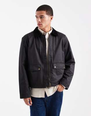 Jack & Jones Wax Jacket In Black