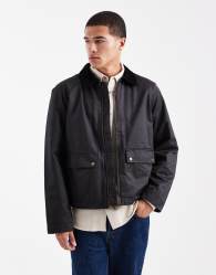 Jack & Jones wax jacket in black
